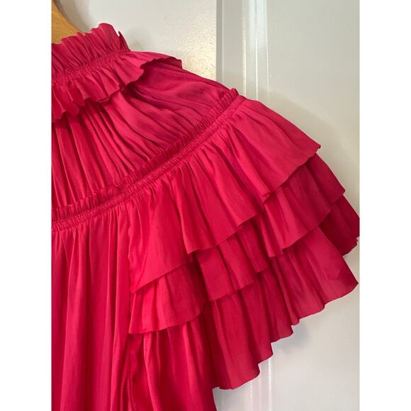 Ulla Johnson Pink Vesna Ruffle Tiered Mini Dress Size 6 - Picture 7 of 11
